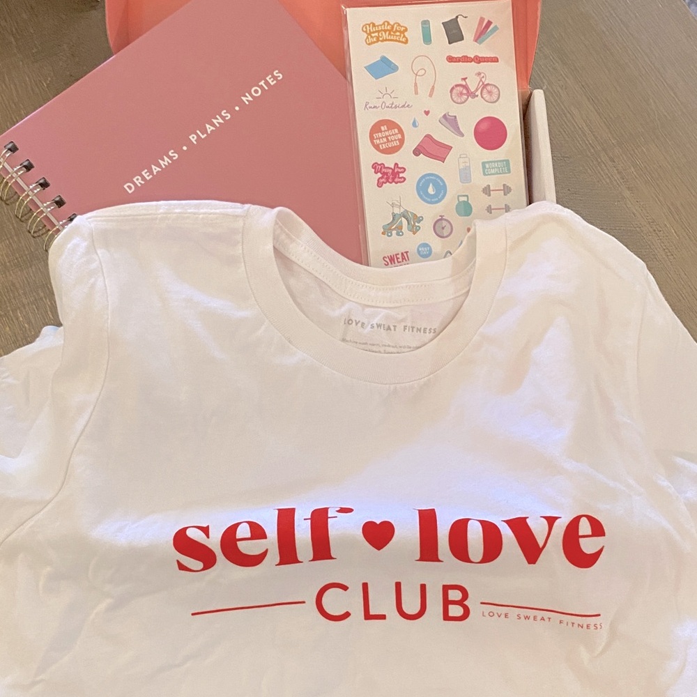 Self Love Club by LSF Bundle with Journal, Stickers, and T-shirt sz S all New